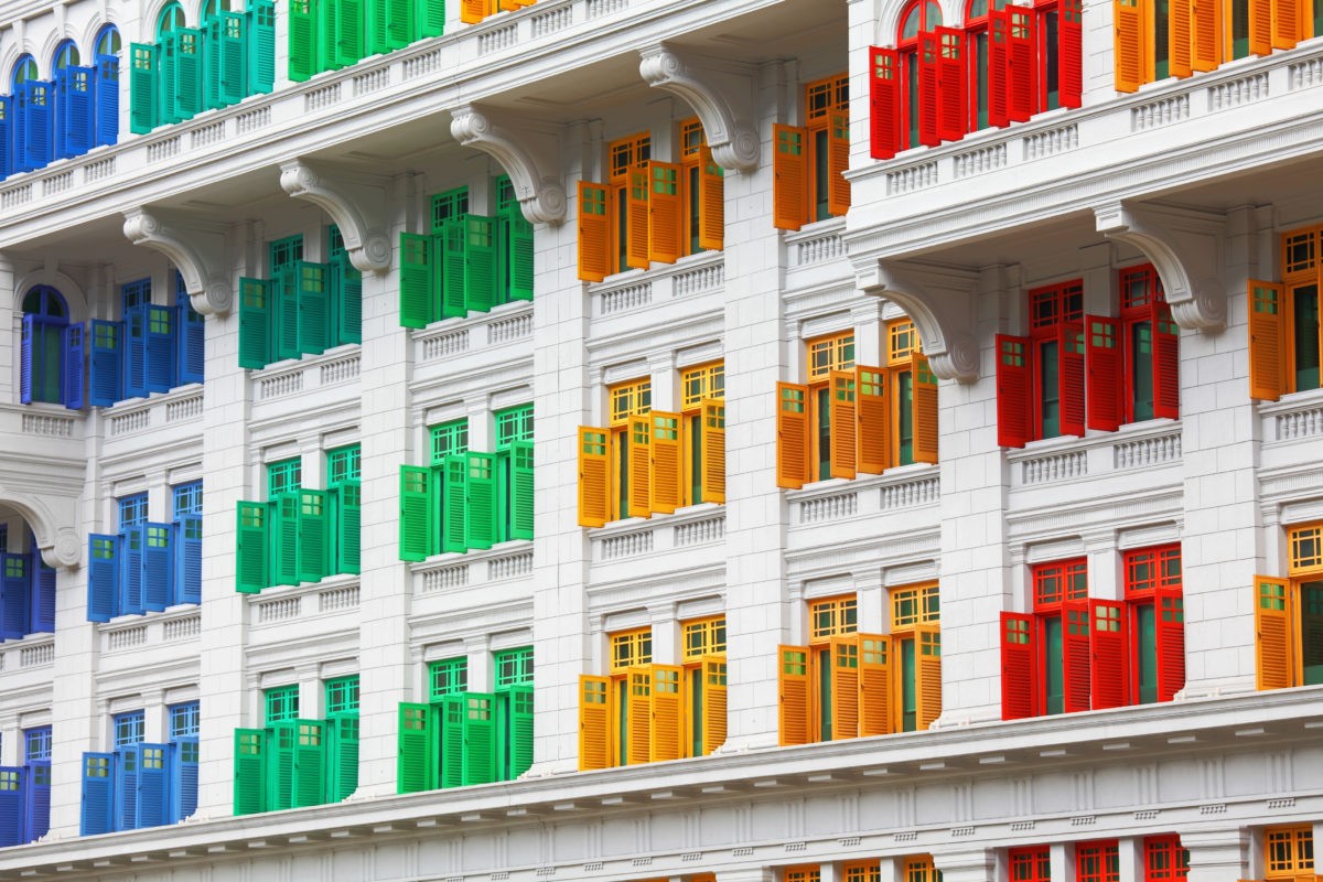 maqueta de casas de colores